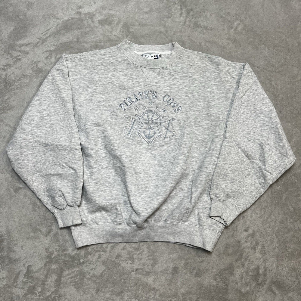 Gear for Sports Pirate's Cove Gray Embroidered Crewneck Sweatshirt Mens L